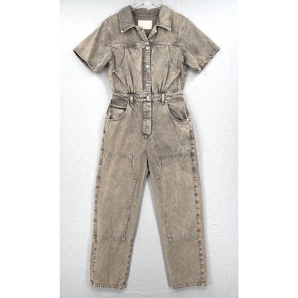 CITIZENS OF HUMANITY Denim Jumpsuit Womens Small Gray Short Sleeve Lucie Romper - Picture 1 of 15